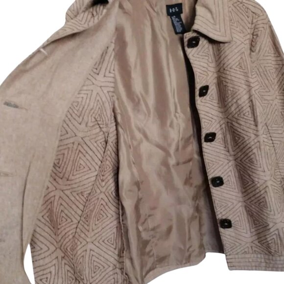 Women’s Suede Jackets Women’s Size 14 Geometric Tan Brown Button Up Formal - Picture 5 of 12